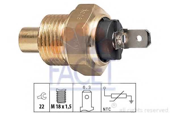 Датчик, температура охлаждающей жидкости; Датчик, температура охлаждающей жидкости; Датчик, температура охлаждающей жидкости FACET 7.3008