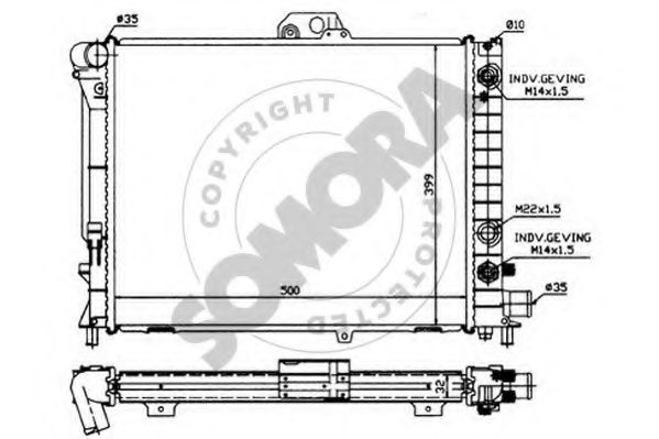 Радиатор, охлаждение двигателя SOMORA 272045
