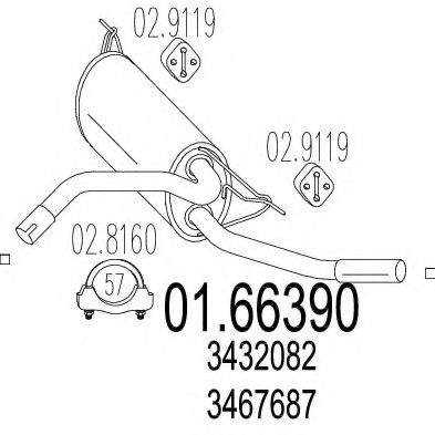 Глушитель выхлопных газов конечный MTS 01.66390