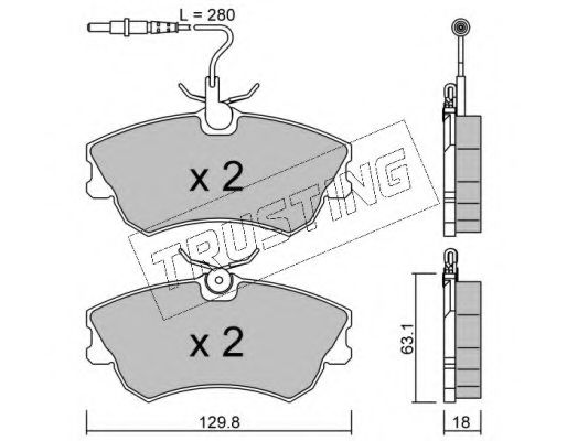 Комплект тормозных колодок, дисковый тормоз TRUSTING 231.0