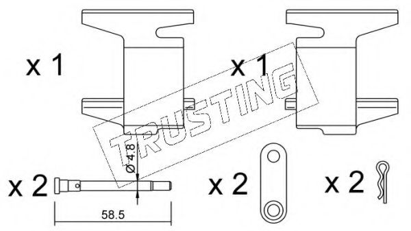 Комплектующие, колодки дискового тормоза TRUSTING KIT.068