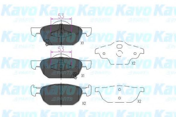 Комплект тормозных колодок, дисковый тормоз KAVO PARTS KBP-2043