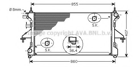 Радиатор, охлаждение двигателя AVA QUALITY COOLING PE2304