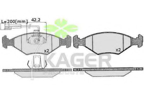 Комплект тормозных колодок, дисковый тормоз KAGER 35-0223