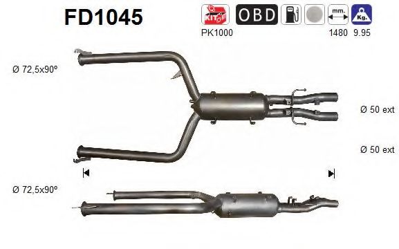 Сажевый / частичный фильтр, система выхлопа ОГ AS FD1045