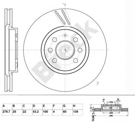 Тормозной диск BRECK BR 311 VA100