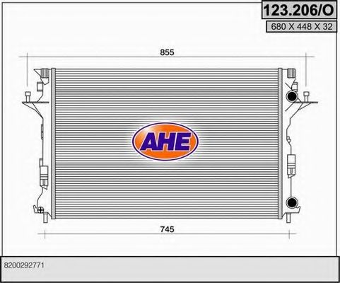 Радиатор, охлаждение двигателя AHE 123.206/O