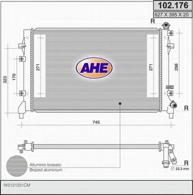 Радиатор, охлаждение двигателя AHE 102.176