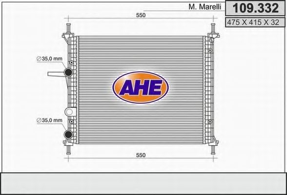 Радиатор, охлаждение двигателя AHE 109.332