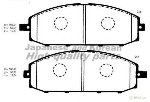 Комплект тормозных колодок, дисковый тормоз ASHUKI N009-52