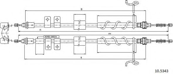 Трос, стояночная тормозная система CABOR 10.5343