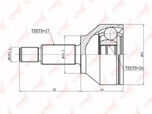 Шарнирный комплект, приводной вал LYNXauto CO-2805
