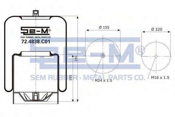 Кожух пневматической рессоры SEM LASTIK 72.4838.C01