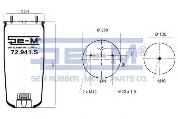 Кожух пневматической рессоры SEM LASTIK 72.941.S