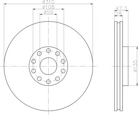 Тормозной диск HELLA PAGID 8DD 355 106-581