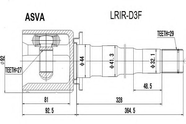 Шарнирный комплект, приводной вал ASVA LRIR-D3F