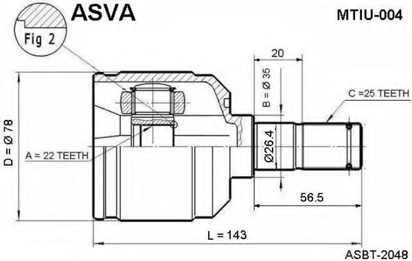 Шарнирный комплект, приводной вал ASVA MTIU-004