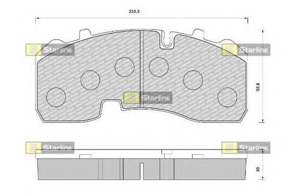 Комплект тормозных колодок, дисковый тормоз STARLINE BD T005