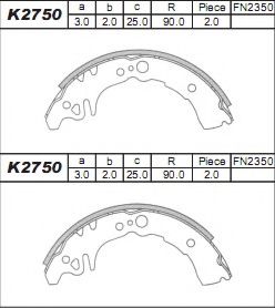 Комплект тормозных колодок ASIMCO K2750