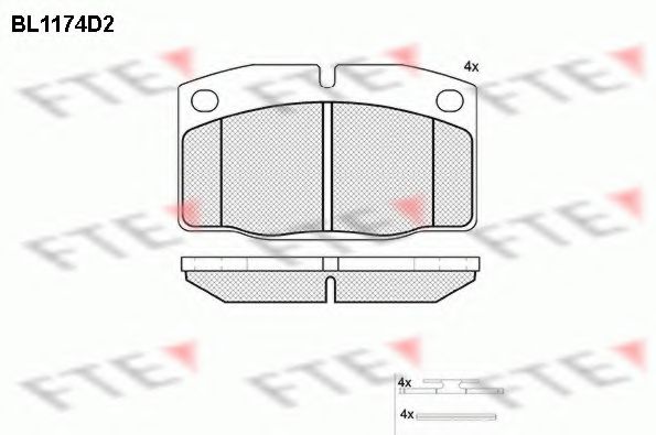 Комплект тормозных колодок, дисковый тормоз FTE BL1174D2