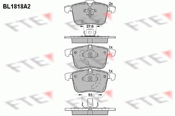 Комплект тормозных колодок, дисковый тормоз FTE BL1818A2