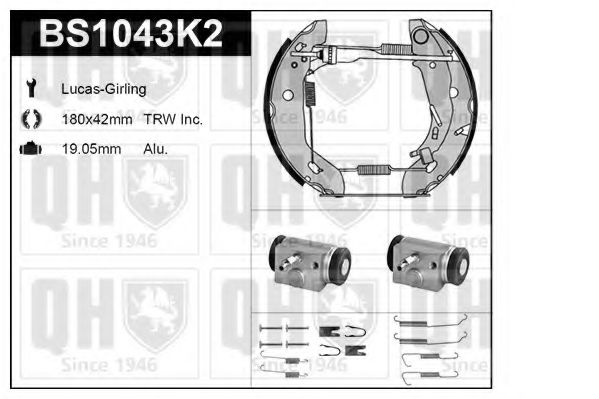 Комплект тормозов, барабанный тормозной механизм QUINTON HAZELL BS1043K2