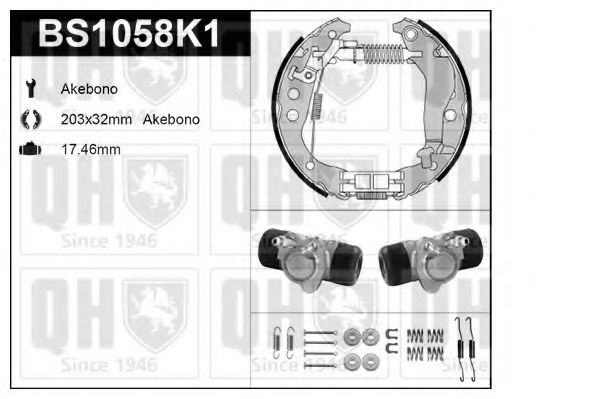 Комплект тормозов, барабанный тормозной механизм QUINTON HAZELL BS1058K1