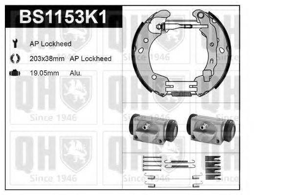 Комплект тормозов, барабанный тормозной механизм QUINTON HAZELL BS1153K1