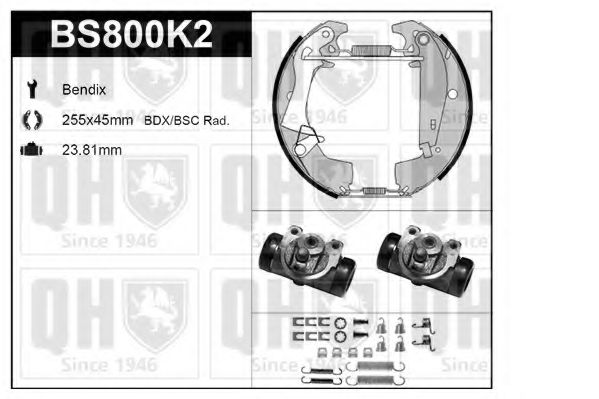 Комплект тормозов, барабанный тормозной механизм QUINTON HAZELL BS800K2