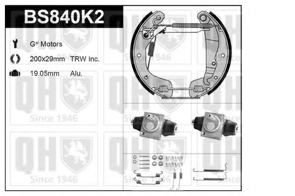 Комплект тормозов, барабанный тормозной механизм QUINTON HAZELL BS840K2
