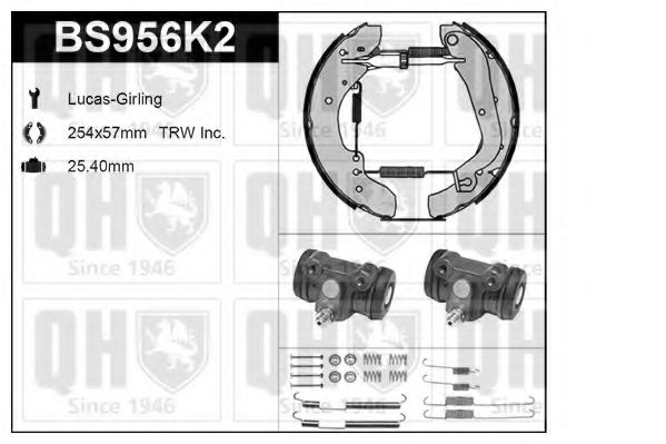 Комплект тормозов, барабанный тормозной механизм QUINTON HAZELL BS956K2