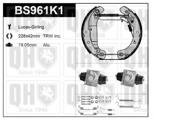 Комплект тормозов, барабанный тормозной механизм QUINTON HAZELL BS961K1