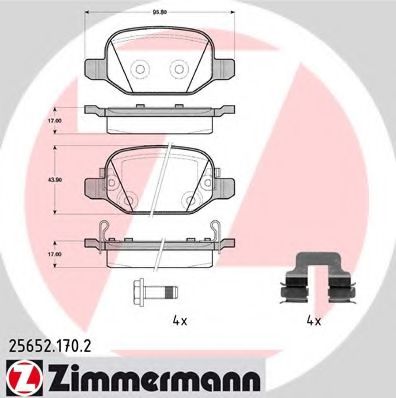 Комплект тормозных колодок, дисковый тормоз ZIMMERMANN 25652.170.2