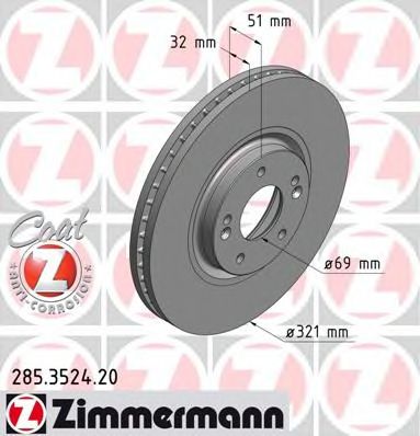 Тормозной диск ZIMMERMANN 285.3524.20