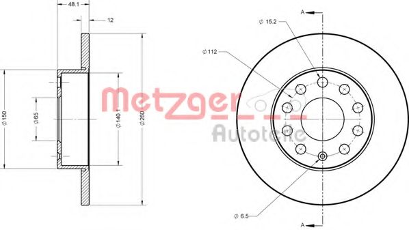 Тормозной диск METZGER 6110030