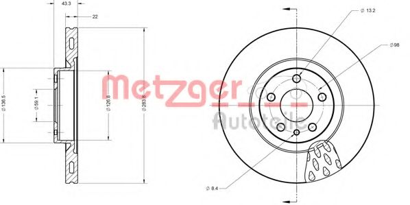 Тормозной диск METZGER 6110084