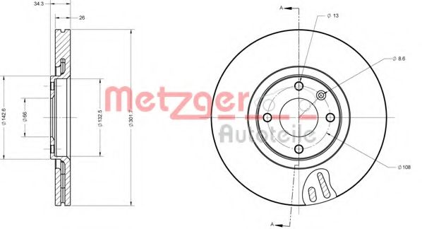 Тормозной диск METZGER 6110475