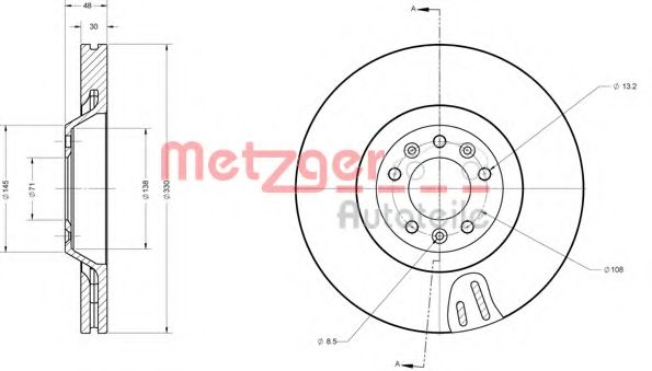 Тормозной диск METZGER 6110598