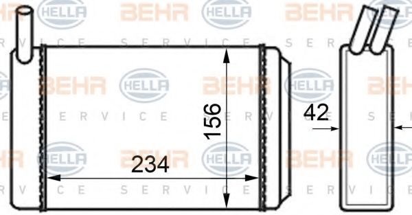 Теплообменник, отопление салона BEHR HELLA SERVICE 8FH 351 024-211