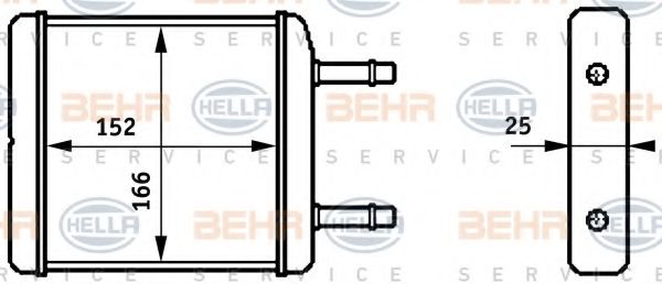 Теплообменник, отопление салона BEHR HELLA SERVICE 8FH 351 313-181