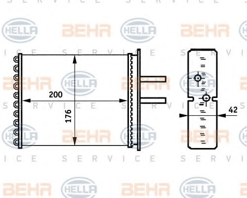 Теплообменник, отопление салона BEHR HELLA SERVICE 8FH 351 313-381