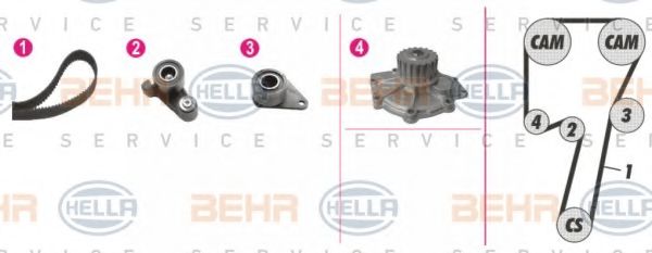 Водяной насос + комплект зубчатого ремня BEHR HELLA SERVICE 8MP 376 807-801