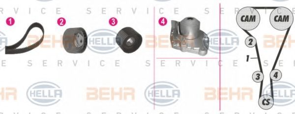 Водяной насос + комплект зубчатого ремня BEHR HELLA SERVICE 8MP 376 812-851