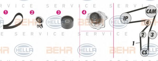 Водяной насос + комплект зубчатого ремня BEHR HELLA SERVICE 8MP 376 814-871