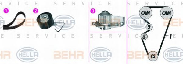 Водяной насос + комплект зубчатого ремня BEHR HELLA SERVICE 8MP 376 816-821