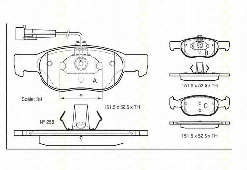 Комплект тормозных колодок, дисковый тормоз TRISCAN 8110 15006