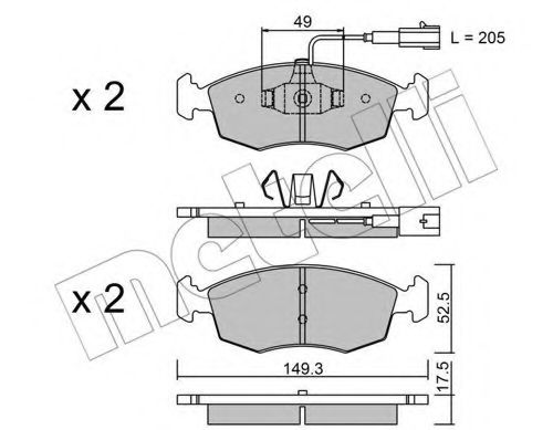 Комплект тормозных колодок, дисковый тормоз METELLI 22-0274-4