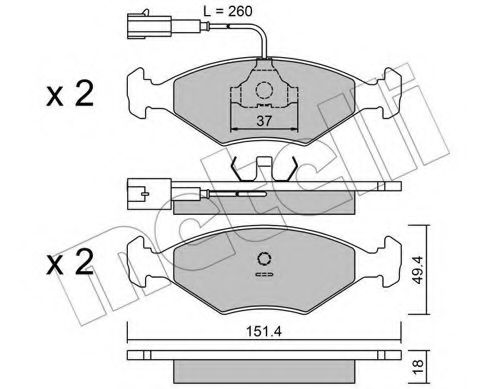 Комплект тормозных колодок, дисковый тормоз METELLI 22-0057-1