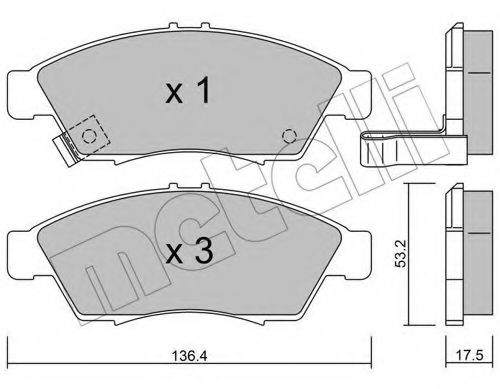 Комплект тормозных колодок, дисковый тормоз METELLI 22-0437-0