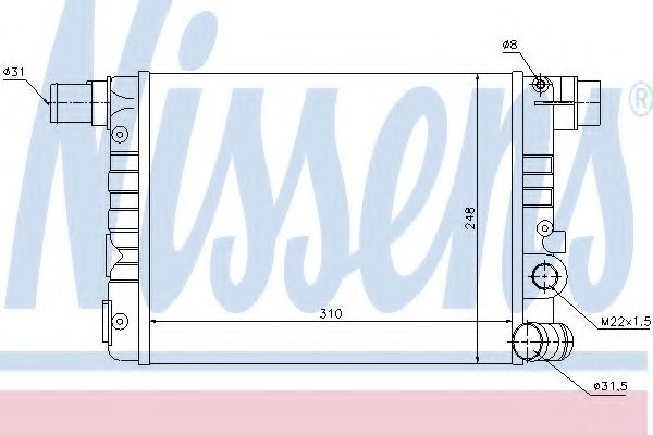 Радиатор, охлаждение двигателя NISSENS 61805